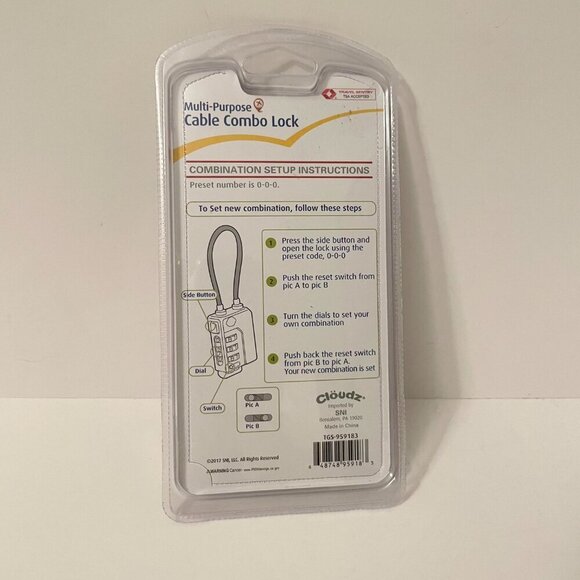 Cloudz Multi Purpose Cable Combo Lock - Picture 7 of 11